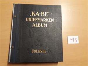 KA-BE ÜBERSEE ALBUM Utgave 1928 med en del merker. Spennende!