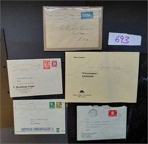 5 brev inkl "KNUT HAMSUN 4.8.44" og annet brev med innhold stemplet "HOMBOR 14-4-53"