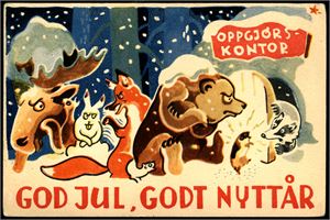 Arne Tharaldsen. 8 ulike Julekortkort tegnet like etter krigen. K-1/4