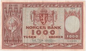 1000 kroner 1968 A.3143594. Kv.1
