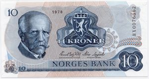 10 kroner 1978 HX erstatningsseddel. Kv.0