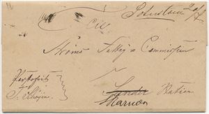 Håndskrevet Sæterstöen 20/7 (1872) (Akershus) på portofritt helbrev til Sander, omadressert til Skarnes.
