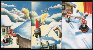 AUKRUST. 3 av 4 kort i Mittet serien 2689, uten tekst. Alle postgått. Kv. 1-2