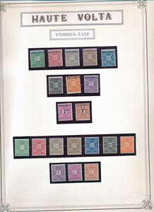 HAUTE VOLTA xx/x 1920-73 (en del nyere), komplett de første hundre inkl portomerker og tett besatt videre inkl flere sølv og gull. Postfriske merker fra 1959. Priset av Kaarvang for noen år siden (€ 923)