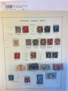 Sverige samling på albumark 1855 - 1918. stemplet