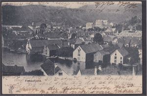 Flekkefjord, motiv fra elven (Oppi 1685) st. Kristiania - Bergen 1-V-04.