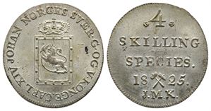 4 skilling 1825 Carl XIV Johan. Kv.0