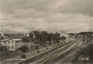 Postkort jernbane LEVANGER stasjon (NT) A6 s/h (Oppi 6) ubrukt