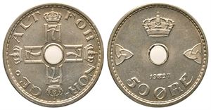 50 øre 1927 Haakon VII. Prakt eksemplar