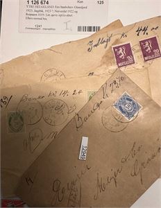 YTRE HELGELAND 4 bancobrev stemplet "GLOMFJORD" og "NÆVERDAL" med postale segl og "JÆGTVIK" og "REIPAAEN" med private segl. Gammelt utrop 125