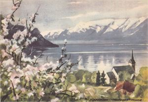 Kunstnerkort - Chrix Dahl. Sørfjorden Hardanger (Lofthus)