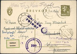 Norske og noen utenlandske brev i skoeske.