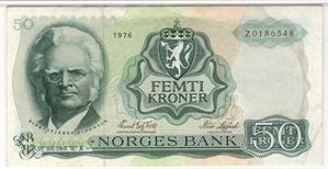 50 kroner 1976 Z. Erstatningsseddel. SSS seddel. Kv.1