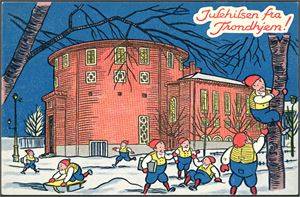 Julehilsen fra Trondhjem! Brukt i 1933. Frimerket mangler. K-1
