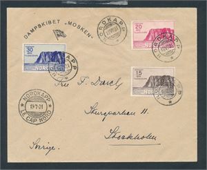 Nk 181-83 på pent brev til Stockholm stemplet "NORDKAPP 19 VII 31"
