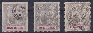 Mauritius SG 152 , plansje med 3 stk stemplet (Verdi 1800.-)