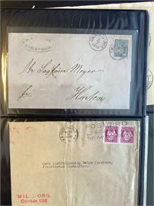 Brevlot i album  Noen brev og mye FDC fra hele perioden opp til ca 1972.  En del spennende Vignetter og artige saker observert.  Også dyre FDC .. Ca 80 enheter.