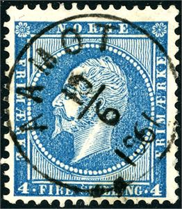 4. 4 skilling Oscar, pent fullstemplet "Aamodt 17.6.1861".