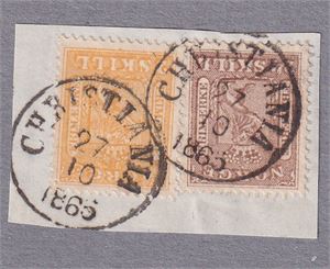 NK 8 og NK 10, på klipp st. Christiania 27-10-1865 (26 skilling)