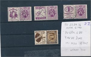 BELGIA-REKLAME o/x PU 23, 24 og 26 stemplet + 68 hengslet. 4 av de gode (€ 505)