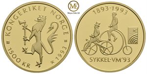 1500 kroner 1993 Sykkel VM. Proof