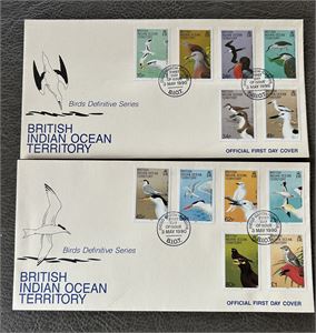 BRITISH INDIAN OCEAN TERRITORY 2 FDC 3 MAY 1990 med fuglemotiver. Flott, beskrivelse følger med