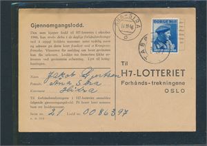H-7 kort stemplet kph "YSTABØ" sidestemplet "ÅNA-SIRA 16-10-46" (Grad 5)
