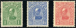93/95. Haakon 1909 i komplett serie. (13.500,-).