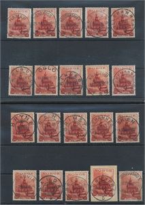 NK 218 / 221 20 stk Turist 20ø, alle med pene stempler