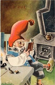 Postkort. Aukrust, Nisse leser bok