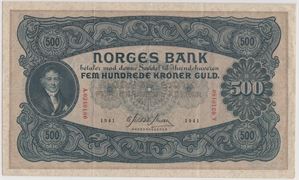 500 kroner 1941 A.0340180. Kv.1/1+