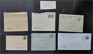 6 brev/kort med firmalogoer. Blandet kvalitet, noen muligens artige