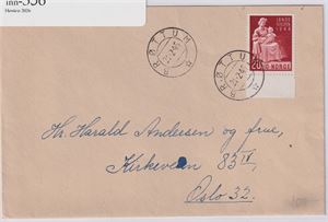NK 329, 20ø Landshjelp på bruksbrev st. Brøttum 21-2-45, sendt til Oslo