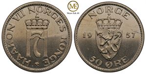 50 øre 1957 Haakon VII. Kv.0