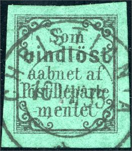 R 2 x vt 1. "Som uindløst", variant "Utagget" rettvendt fullstemplet "Christiania 10.7.85". Meget gode marger.