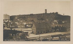 Postkort jernbane TØNSBERG stasjon 1922 (VF) småf. (Normann 412) ubrukt