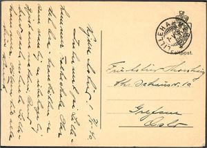 Feltpost-brevkort, stemplet "Lillehammer 7.5.40" og sendt til Oslo.