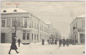 Trikken Drammen.  (Nordisk kortforlag 1259)  med trikk nr 2 i vintermotiv på Strømsø.  Stemplet 1910.
