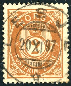 50. 2 øre 20 mm, rettvendt fullstemplet "Lesje 20.11.97".