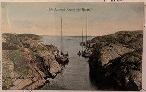 KRAGERØ, Lodsstationen Rauene, kolorert kort, ubrukt.