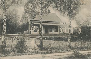 Postkort jernbane NYKIRKE stasjon (VF) småf. (Fot. Mathiesen) st. Nykirke 1914