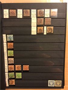 Danmark Dublettbok med bla. 8 stk AFA1 og noen andre tidlige mrk. Bakerst en del gods/jernbanemerker