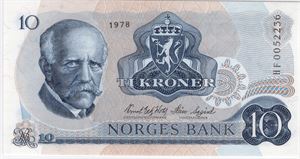 10 kroner 1978 HF erstatningsseddel. Kv.0