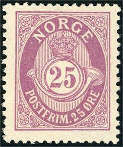 80 X. 25 øre fintagget Knudsen. (3.800,-).