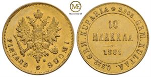 10 Markkaa 1881. Kv.0/01