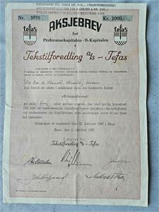 Aksjebrev - Treforedling 1947