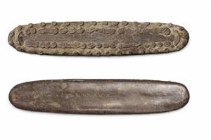 SYDOSTASIEN, THAILAND-LAOS: Tongue coin (bar money),  ca 1700–1800-tal. Avlångt mynt