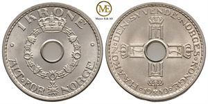 1 krone 1950 Haakon VII. Prakt eksemplar