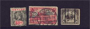 Liten lot med 2 perfins fra hhv. Ceylon og Reich + 1 precancel fra USA
