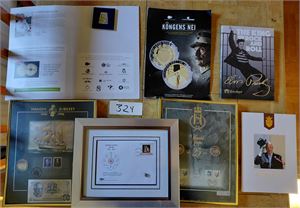 SAMLERHUSET + Diverse inkl 2 ukomplette sett mynter. Inkl steinbrevet "THORTVEITITT 100 ÅR" utgitt på Evje. Dette har sikkert kostet flesk! Vekt 2,2 kilo